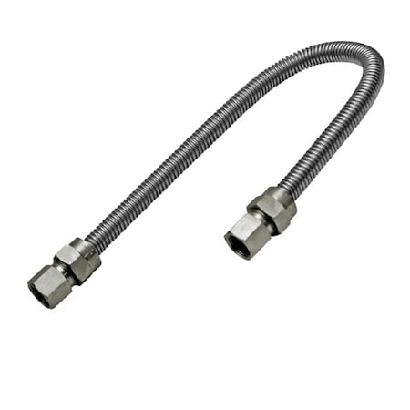 Flextron Gas Line Hose 5/8'' O.D. x 36'' Length with 1/2" FIP Fittings, Stainless Steel Flexible Connector FTGC-SS12-36B